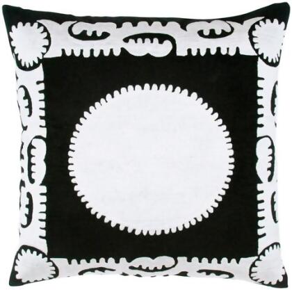 Indias Heritage C694 Suzani Sun Motif Embroidery Pillow, Black 
