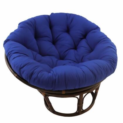 International Caravan 3312-TW-RB 42 in. Rattan Papasan Chair with Solid Twill Cushion, Royal Blue 