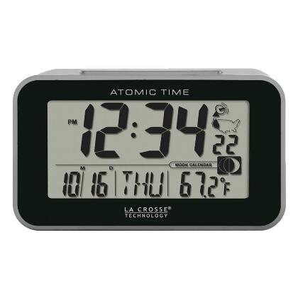La Crosse 617-1270 Atomic Digital Alarm Clock, Black 