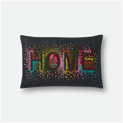 Loloi Rugs P012P0560BLMLPIL5 13 x 21 in. Decorative Pillow Cover, Black & Multicolor 