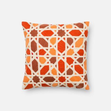 Loloi Rugs DSETP0301ORREPIL1 18 x 18 in. Decorative Down Filled Pillow with Cover, Orange & Red 