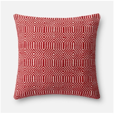Loloi Rugs P051P0339REIVPIL3 22 x 22 in. Decorative Pillow Cover, Red & Ivory 