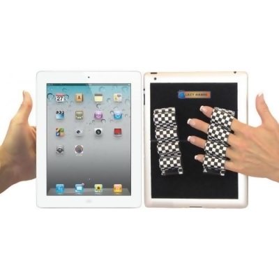 LAZY-HANDS 201309 Heavy-Duty 4-Loop X2 Grips for Tablets - Extra Large, Black & White Checkers 