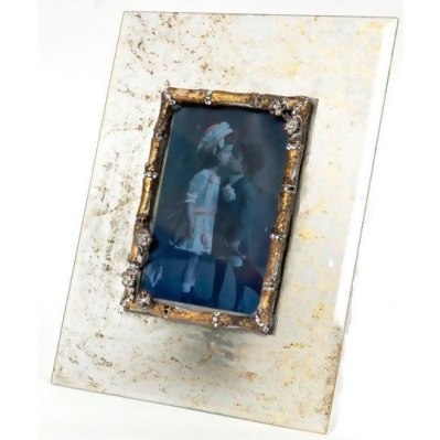 Hi-Line Gift LCD-021 Vintage Style, Metal Photo Frame - Rustic Looking Glass, Clear & Gold Finish 