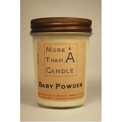 More Than A Candle BPD8J 8 oz Jelly Jar Soy Candle, Baby Powder 