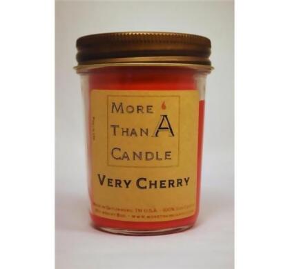 More Than A Candle VCY8J 8 oz Jelly Jar Soy Candle, Very Cherry