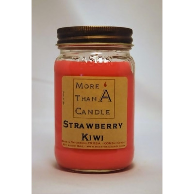 More Than A Candle SBK16M 16 oz Mason Jar Soy Candle, Strawberry Kiwi 