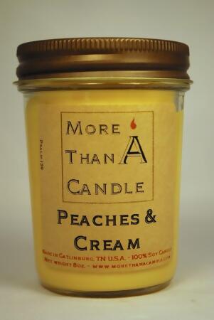 More Than A Candle PAC8J 8 oz Jelly Jar Soy Candle, Peaches & Cream