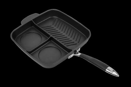 Master Pan MP-5S 11 in. Non-Stick 3 Section Meal Skillet, Black 