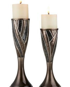Ore Furniture K-4293C 12 & 14 in. Lelei Candleholder, Silver & Gold - Set of 2 
