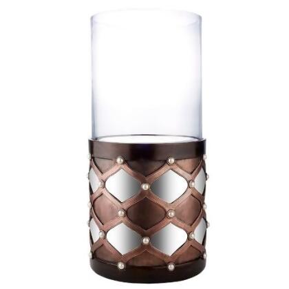 Ore International K-4278FS 22 in. Arabesque Mirror Floor Candleholder, Brown 