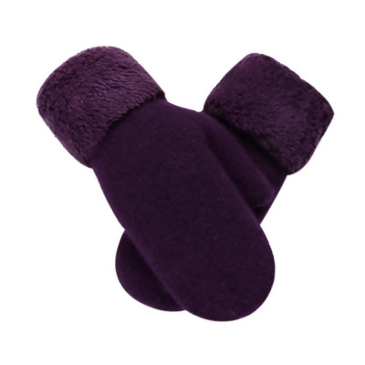 Panda Superstore PS-CLO2474963011-SUE00565 Girls Fingerless Woollen Mitten Lovely Warm Winter Gloves, Purple 