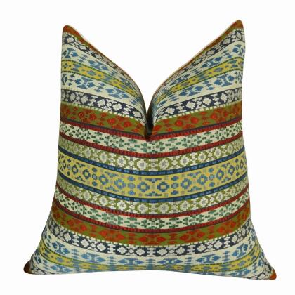 Plutus PB11062-2424-SP Fun Stripes Handmade Throw Pillow, White, Blue & Red - 24 x 24 in. 