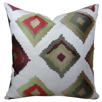 Plutus PB11161-2424-DP Red Earth Native-Trail Handmade Double Sided Throw Pillow, White, Green & Red - 24 x 24 in. 