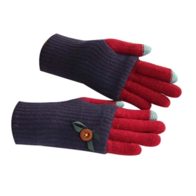 Panda Superstore PS-CLO2474963011-SUE00669 Lovely Woolen Knitted Touch Screen Gloves, Blue 