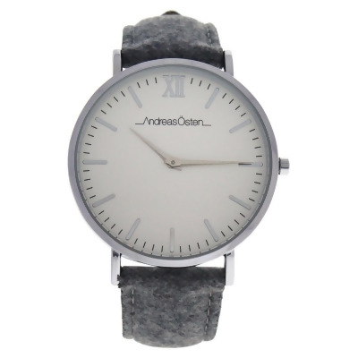 Andreas Osten W-WAT-1458 Toutes Silver & Gray Tweed Leather Strap Watch for Women, AO-194 