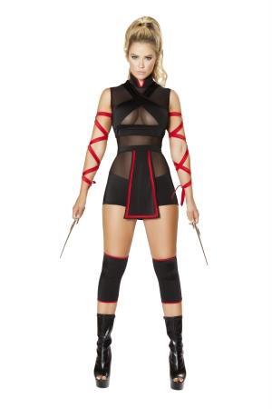 Roma Costume 4677-AS-M 3 Piece Ninja Striker Adult Costume, Black & Red - Medium 