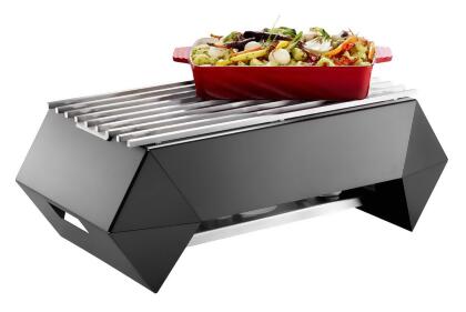 Rosseto SK044 10 in. Diamond Multi Chef Black Frame with Burner, Fuel Holder & Grill - Set of 6 