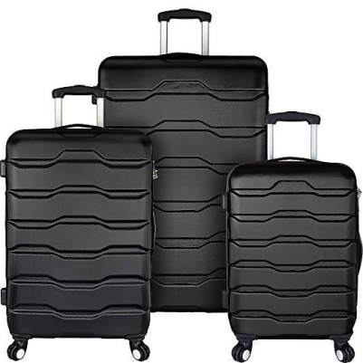 Travelers Choice EL09075K Elite Luggage Omni 3-Piece Hardside Spinner Luggage Set, Black 