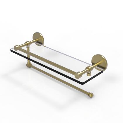 Allied Brass P1000-1PT-16-GAL-SBR Prestige Skyline Collection Paper Towel Holder with 16 in. Gallery Glass Shelf, Satin Brass 