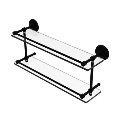 Allied Brass MC-2-22-GAL-BKM Monte Carlo 22 in. Double Glass Shelf with Gallery Rail, Matte Black 
