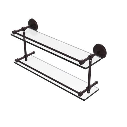 Allied Brass MC-2-22-GAL-ABZ Monte Carlo 22 in. Double Glass Shelf with Gallery Rail, Antique Bronze 
