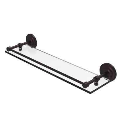 Allied Brass QN-1-22-GAL-ABZ Que New 22 in. Tempered Glass Shelf with Gallery Rail, Antique Bronze 