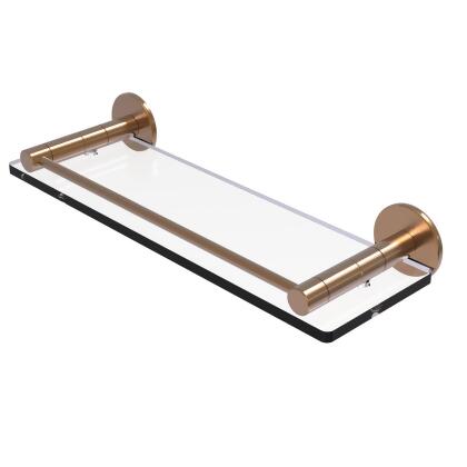 Allied Brass FR-1-16G-BBR Fresno Collection 16 in. Glass Shelf with Vanity Rail, Brushed Bronze