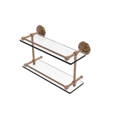 Allied Brass MC-2-16-GAL-BBR Monte Carlo 16 in. Double Glass Shelf with Gallery Rail, Brushed Bronze