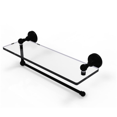 Allied Brass WP-1PT-16-BKM Waverly Place Collection Paper Towel Holder with 16 in. Glass Shelf, Matte Black 