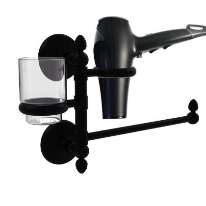 Allied Brass MC-GTBD-1-BKM Monte Carlo Collection Hair Dryer Holder & Organizer, Matte Black 