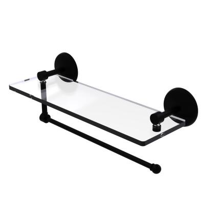 Allied Brass PMC-1PT-16-BKM Prestige Monte Carlo Collection Paper Towel Holder with 16 in. Glass Shelf, Matte Black 