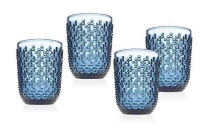 Godinger 44685 8.5 oz Alba Double Old Fashioned Glass Set - Blue - Set of 4 