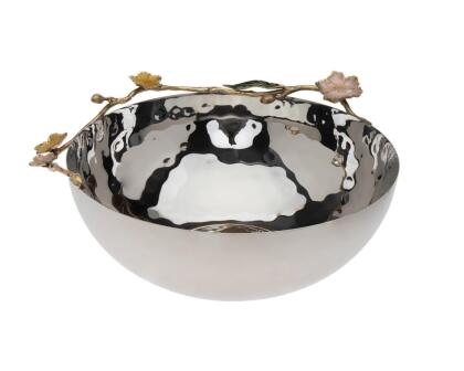 Godinger 33859 152 oz Hellobore Salad Bowl - Stainless, Yellow, Pink, White, Green, & Gold 
