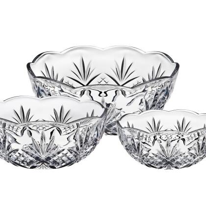 Godinger 25230 30 oz Dublin Serving Bowls Set - Clear - 3 Piece 