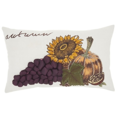 HomeRoots 484351 5 x 12 x 20 in. Cream Yellow Green & Purple Autumn Sunflower Pillow 