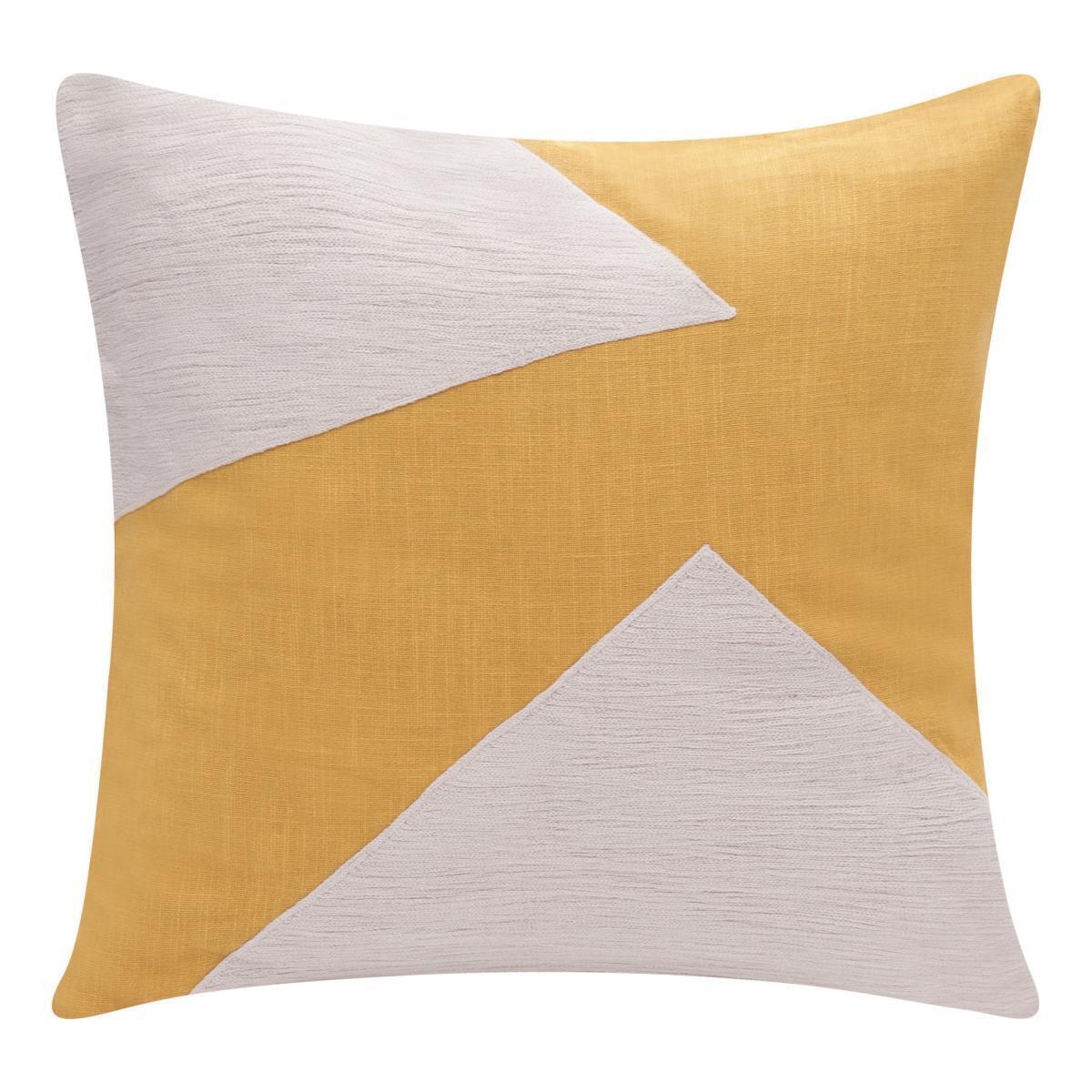 HomeRoots 517037 4 x 20 x 20 in. Yellow Abstract Zippered 100 Percent Cotton Throw Pillow - Set of 2