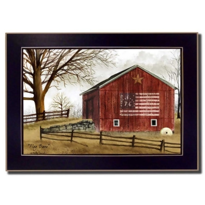 HomeRoots 415247 10 x 14 x 1 in. Flag Barn Black Picture Frame Print Wall Art 