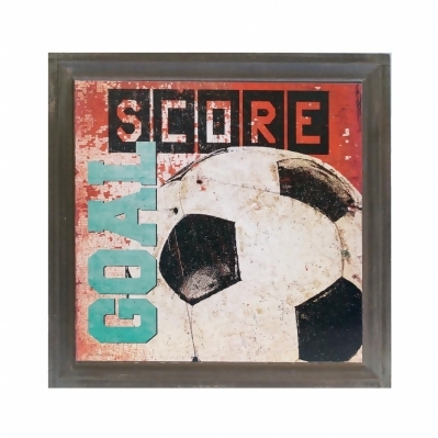 HomeRoots 484804 14.75 x 14.75 x 0.5 in. Rustic Soccer Score Framed Wall Decor 