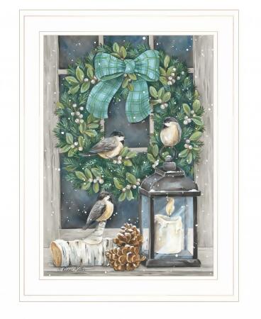 HomeRoots 407288 21 x 15 x 1 in. Winter Wreath 1 White Framed Print Wall Art 