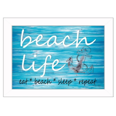 HomeRoots 415314 10 x 14 x 1 in. Beach Life 2 White Print Picture Frame Wall Art 