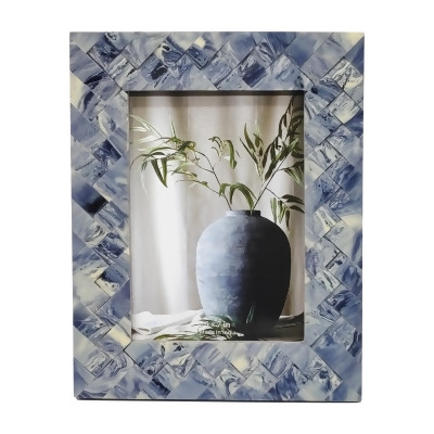 Sagebrook Home 18337-02 5 x 7 in. Resin Woven Photo Frame, Blue & White 