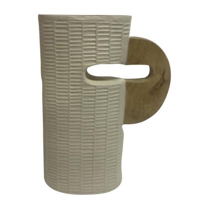 Sagebrook Home 18234-02 17 in. Ecomix Vase with Handle, Ivory & Beige 