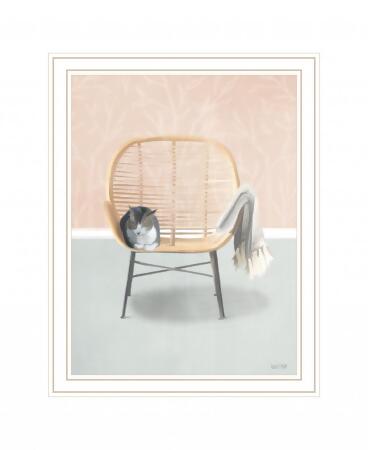HomeRoots 416154 18 x 14 x 1 in. Happy Cat 2 White Framed Print Wall Art
