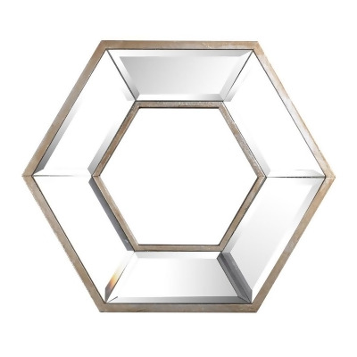 HomeRoots 485001 12 x 13.8 x 1.6 in. Silver Hexagon Wall Mounted Accent Mirror 