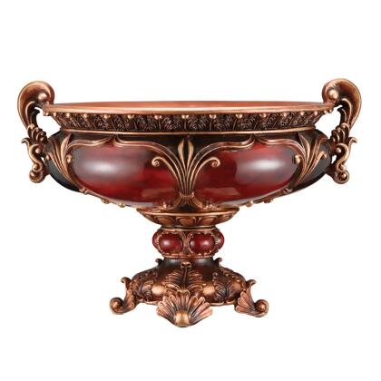 HomeRoots 468372 9.5 x 12 x 12 in. Brown & Gold Polyresin Decorative Bowl 
