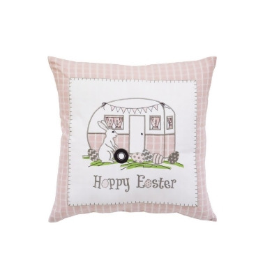 HomeRoots 479173 17 x 4 x 17 in. Light Pink Checkered Easter Bunny Camper Throw Pillow 
