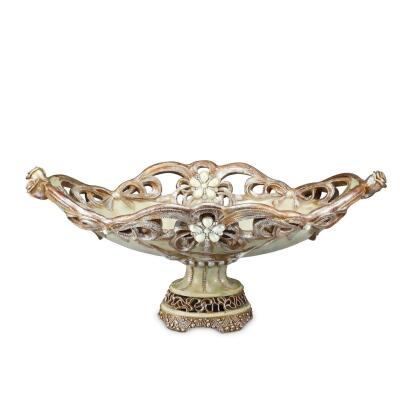 HomeRoots 468375 9 x 11 x 20 in. Beige & Gold Polyresin Decorative Bowl 