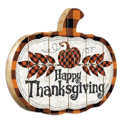HomeRoots 416072 15 x 17.25 x 1 in. Happy Thanksgiving Unframed Print Wall Art 