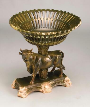 AA Importing 66029 Bull Compote Decorative Bowl, Bronze 